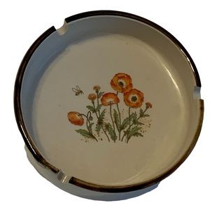 Ashtray Lang by Design Vintage 1970's Floral Ashtray Retro Bee Floral